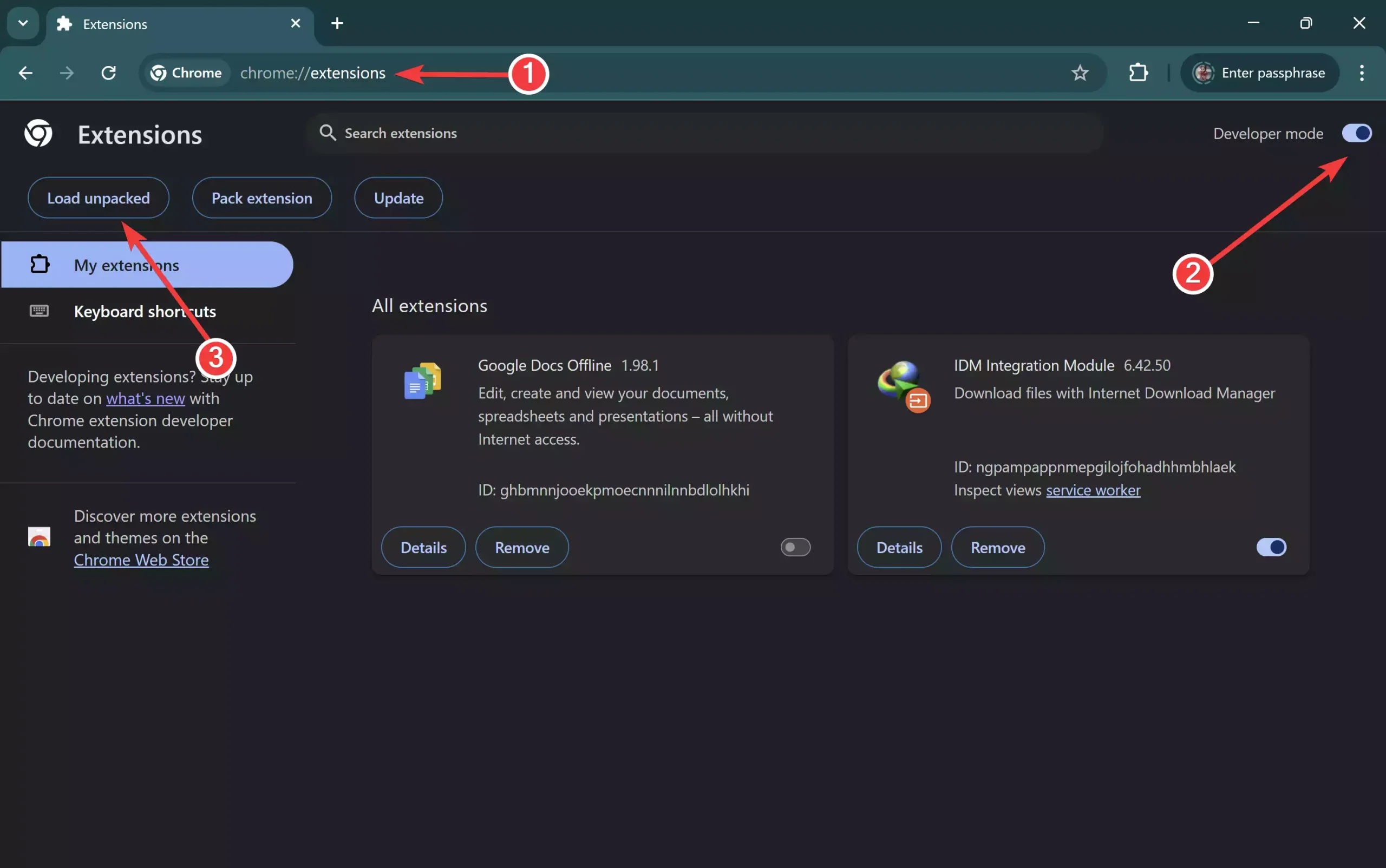 Chrome Developer Mode