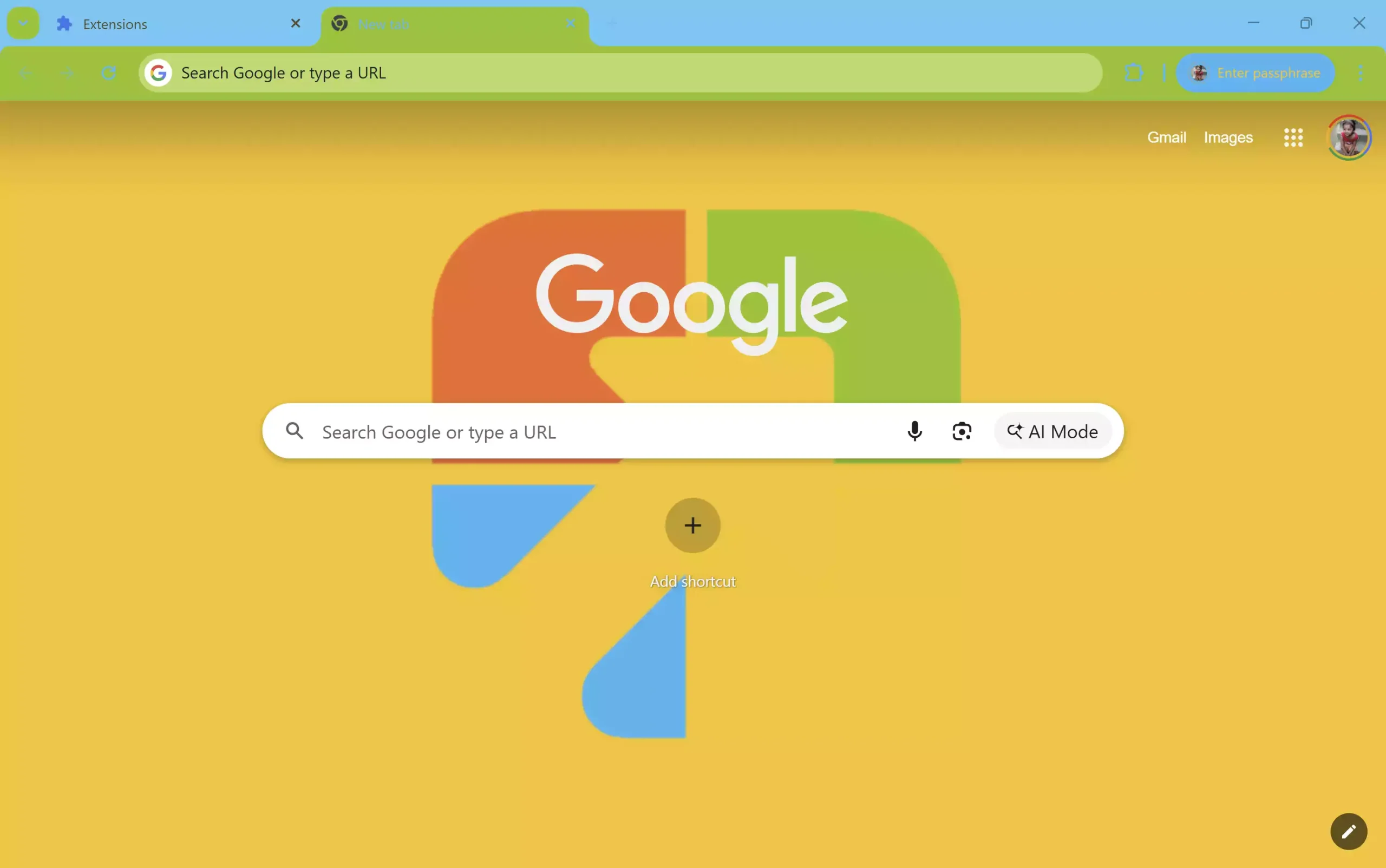 Custom theme applied to Google Chrome