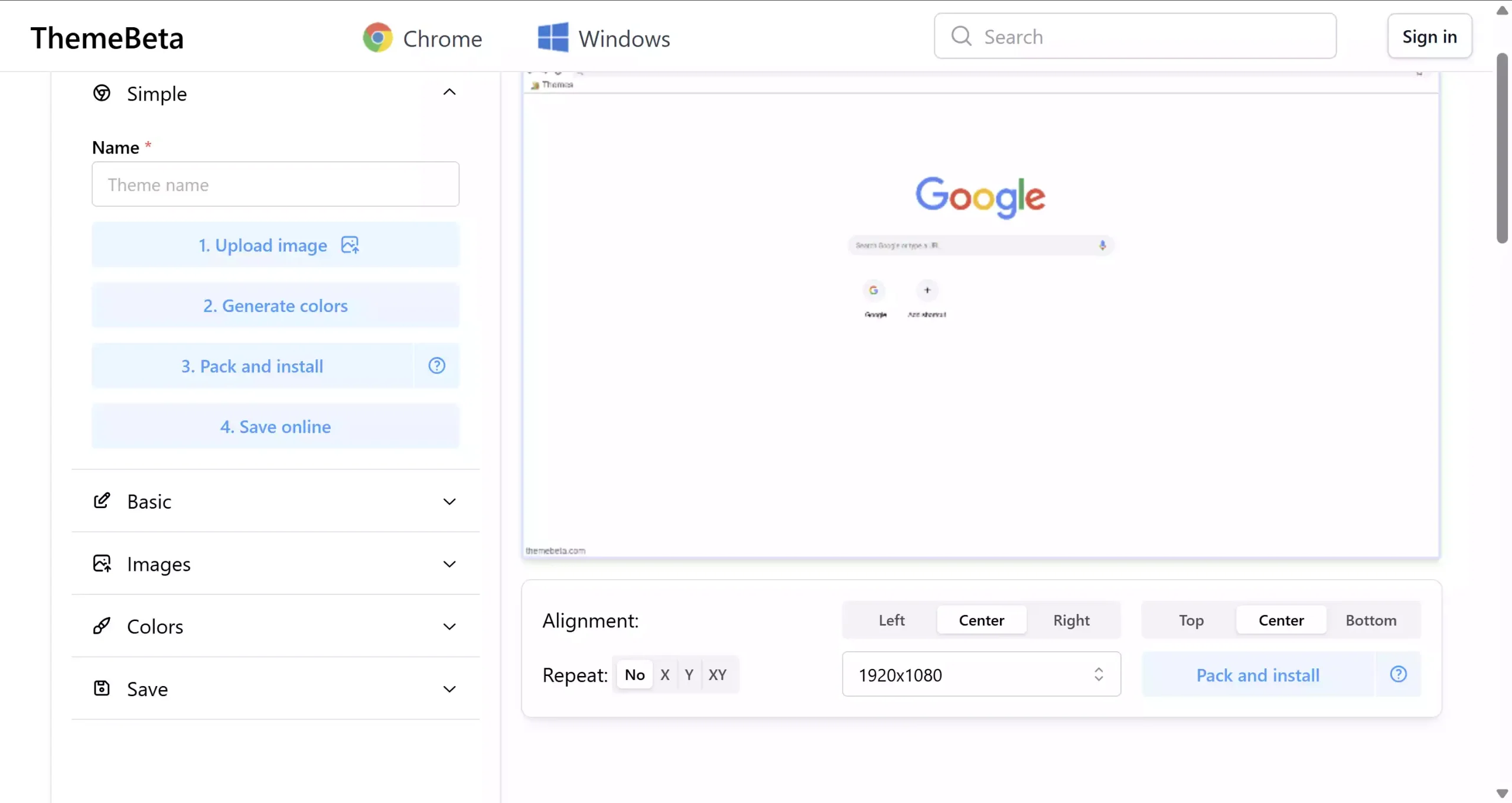 ThemeBeta - Chrome Theme Creator