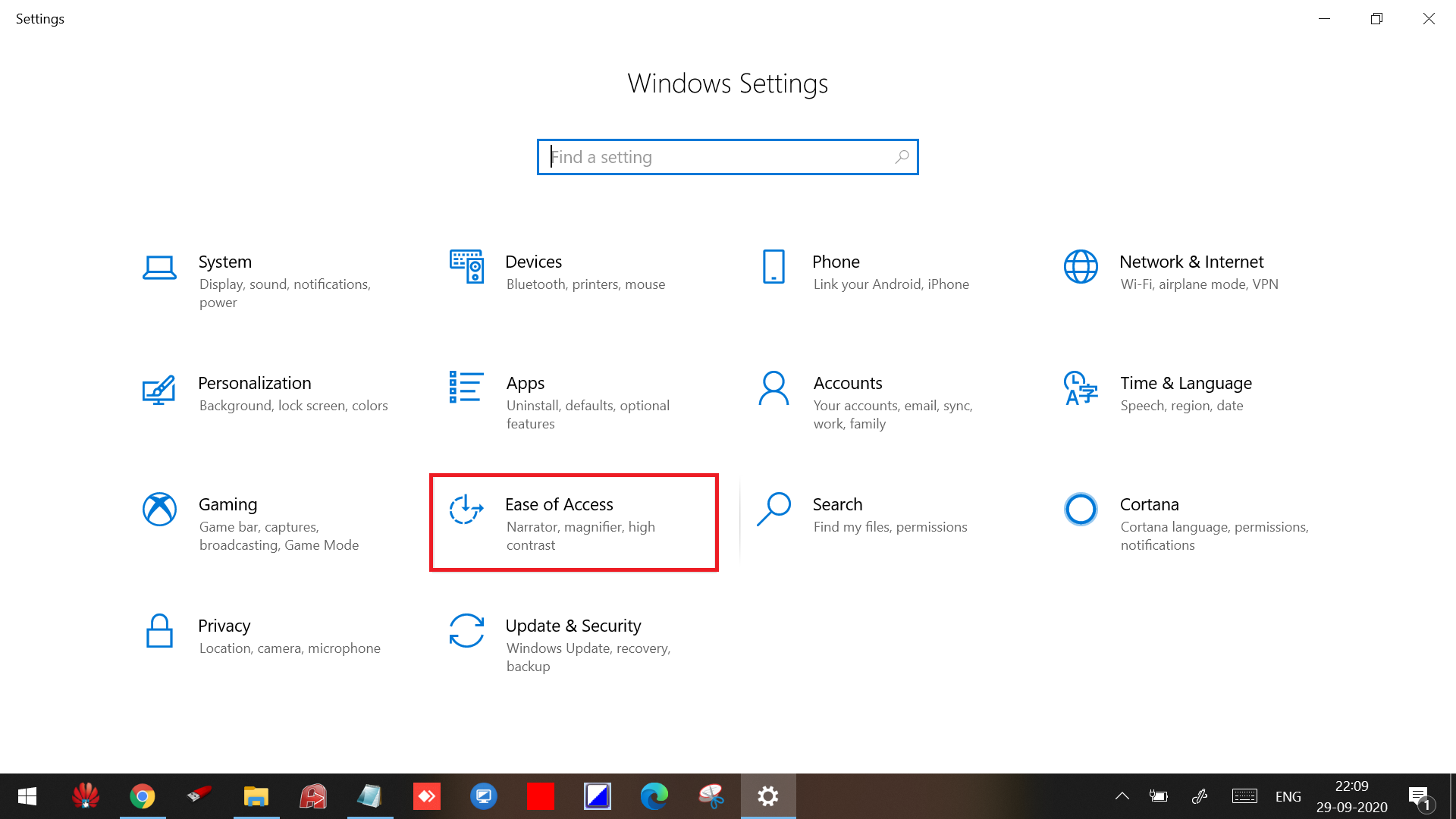 windows 10 ease of access