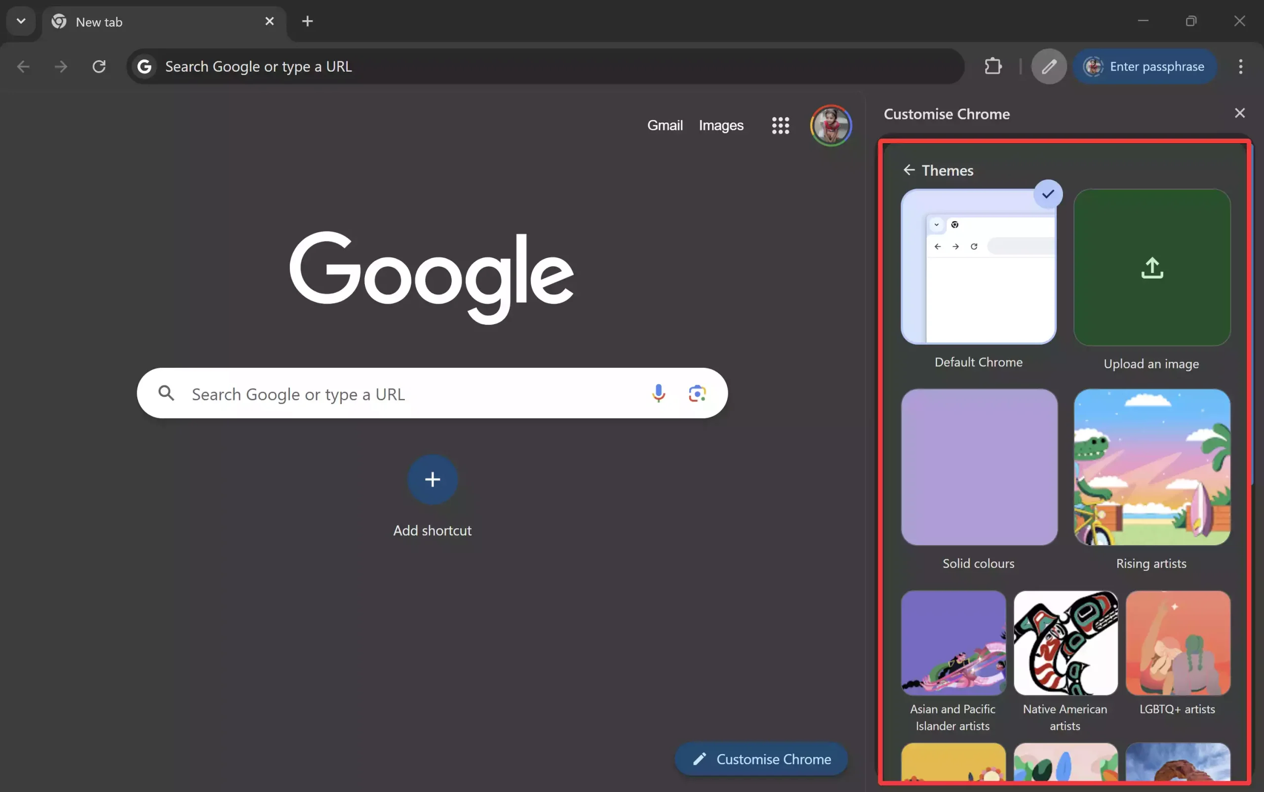 Choose background of Chrome