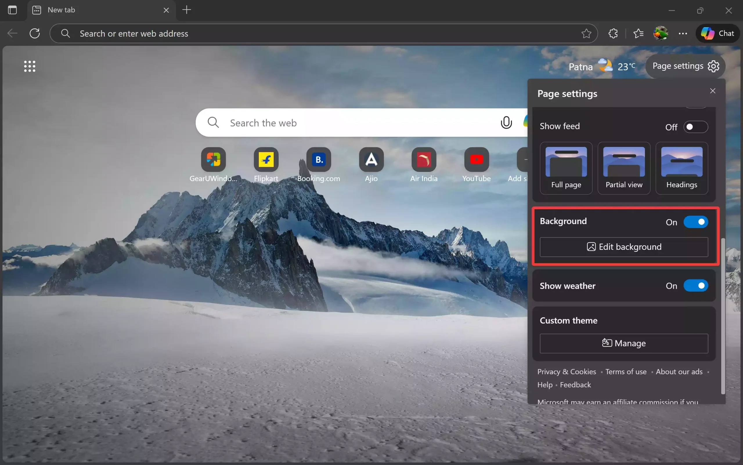 Edge - Edit background