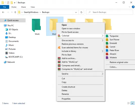 change folder color windows 10