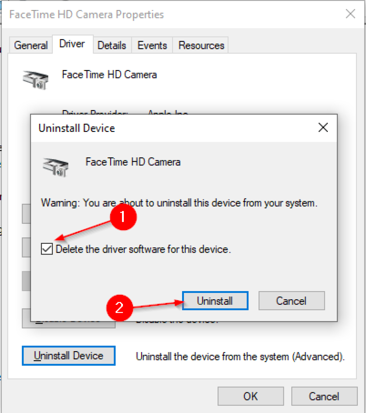 uninstall mirage driver windows 10