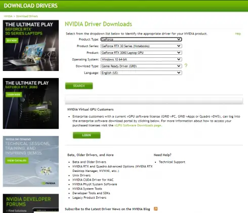 update drivers for nvidia
