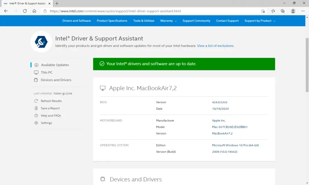 intel driver support and assistant