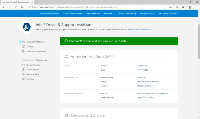 download intel driver and support assistant installer