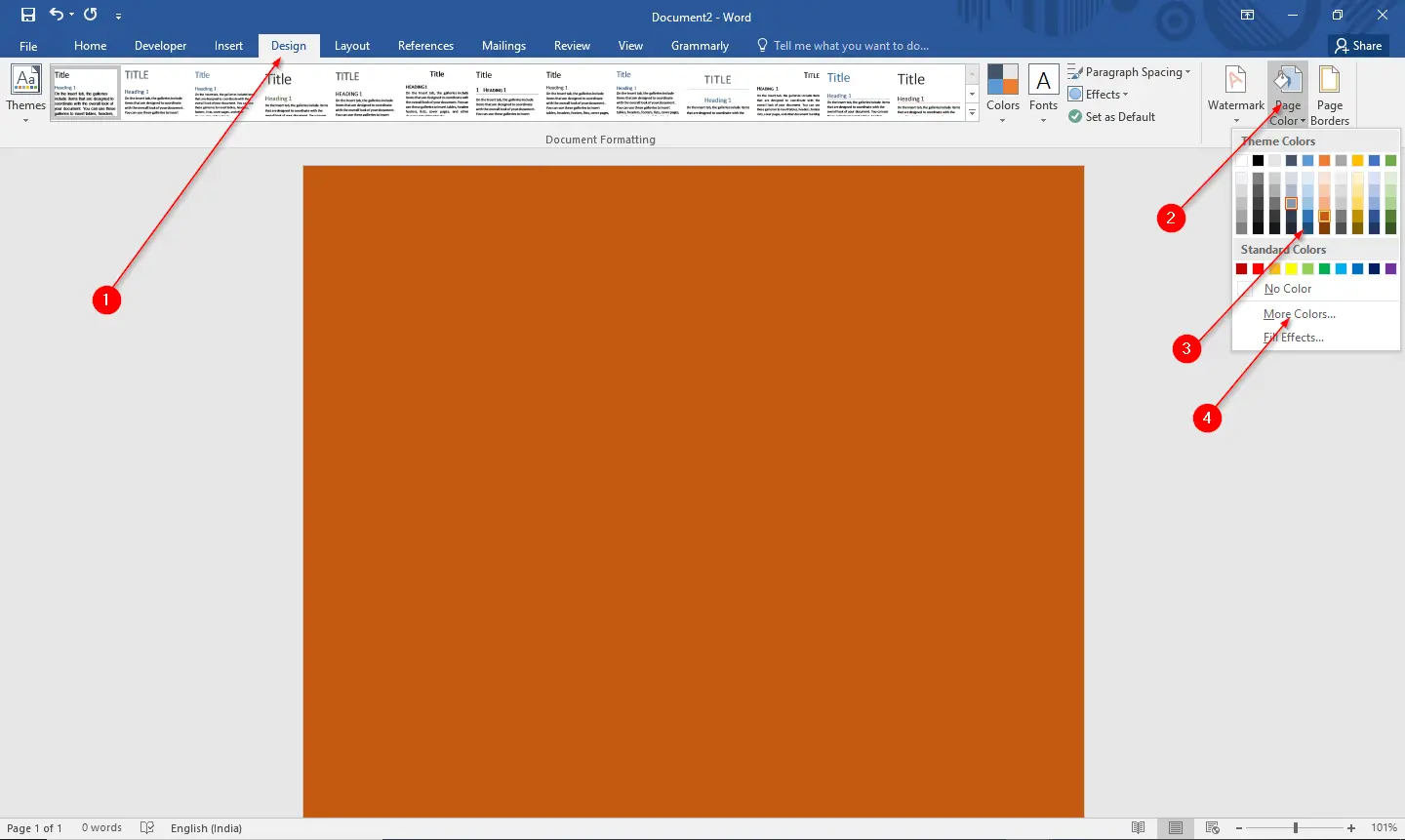 How to add color or image to an MS Office Word document's background? |  Gear up Windows 11 & 10