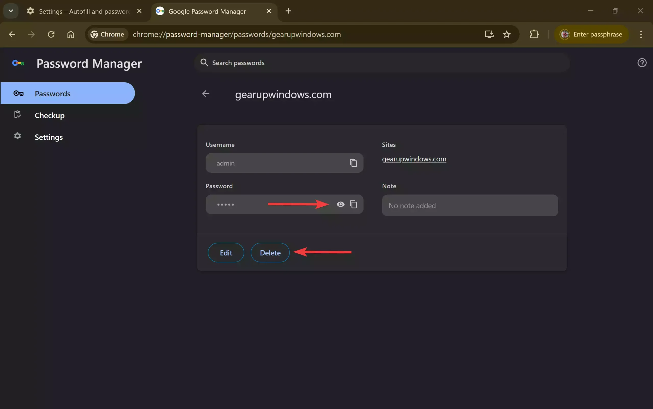 Chrome - Password Eye icon