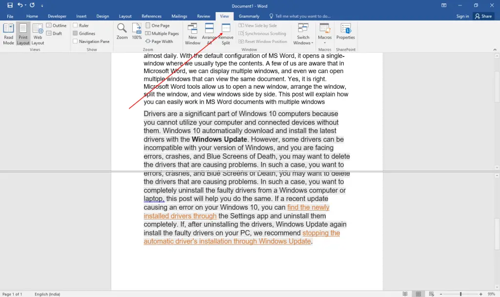 How to Display and Work with Multiple Windows in Microsoft Word? | Gear ...