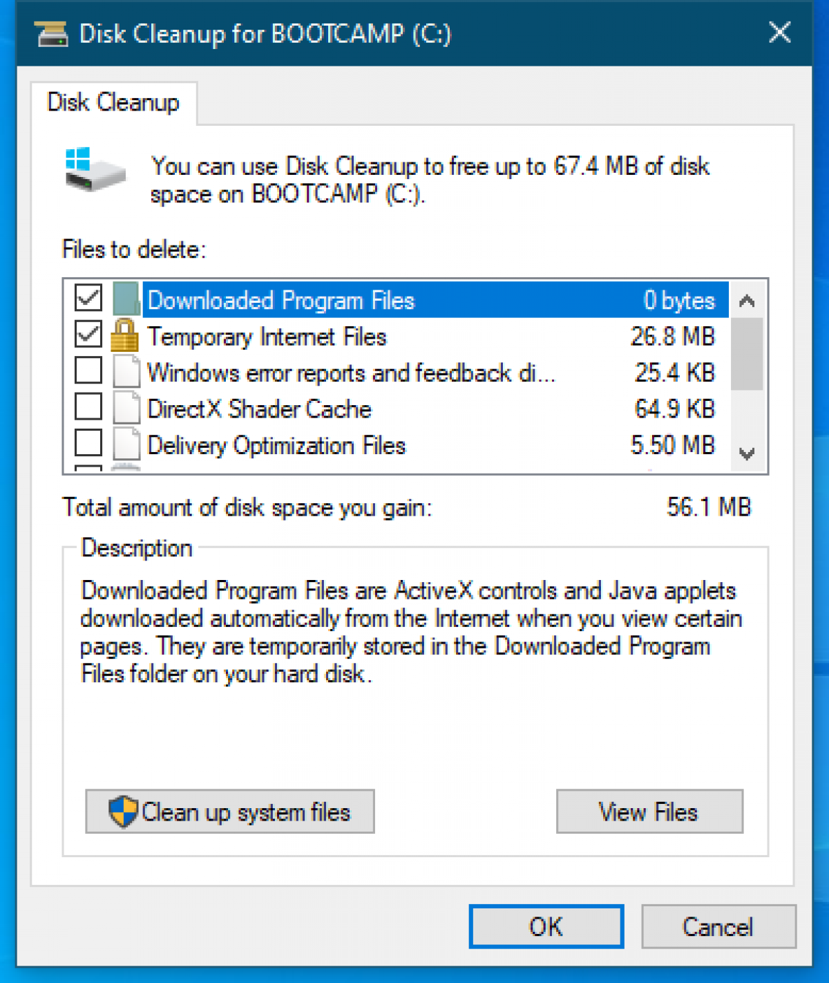 start disk cleanup windows