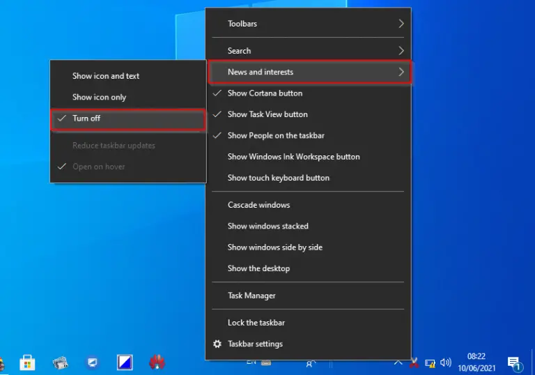 Turn Off News And Interests Widget On Windows 10 And Windows 11 Taskbar