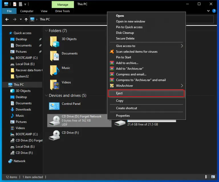 how to use winarchiver virtual drive