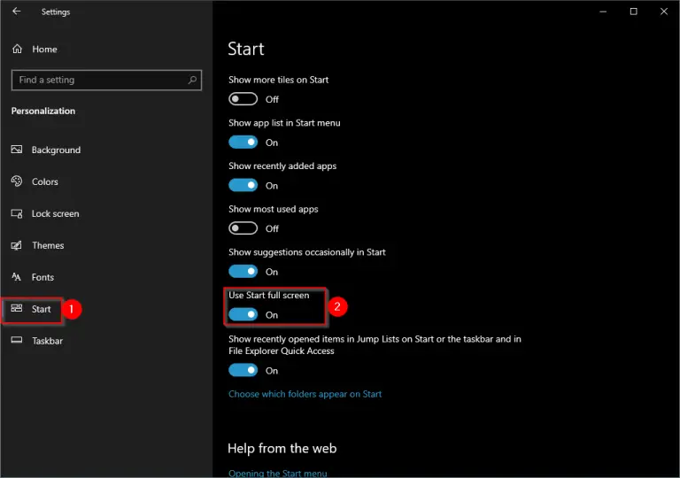 How do I change the Start menu to full screen in Windows 10? | Gear Up ...