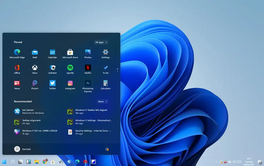 menyembunyikan taskbar di Windows 11