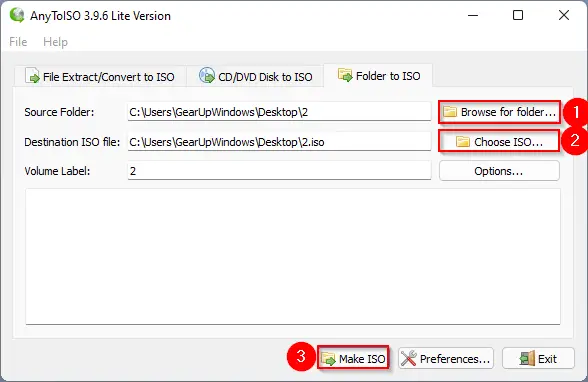 Convert Folders and ZIP to ISO in Windows 11/10 using AnyToISO