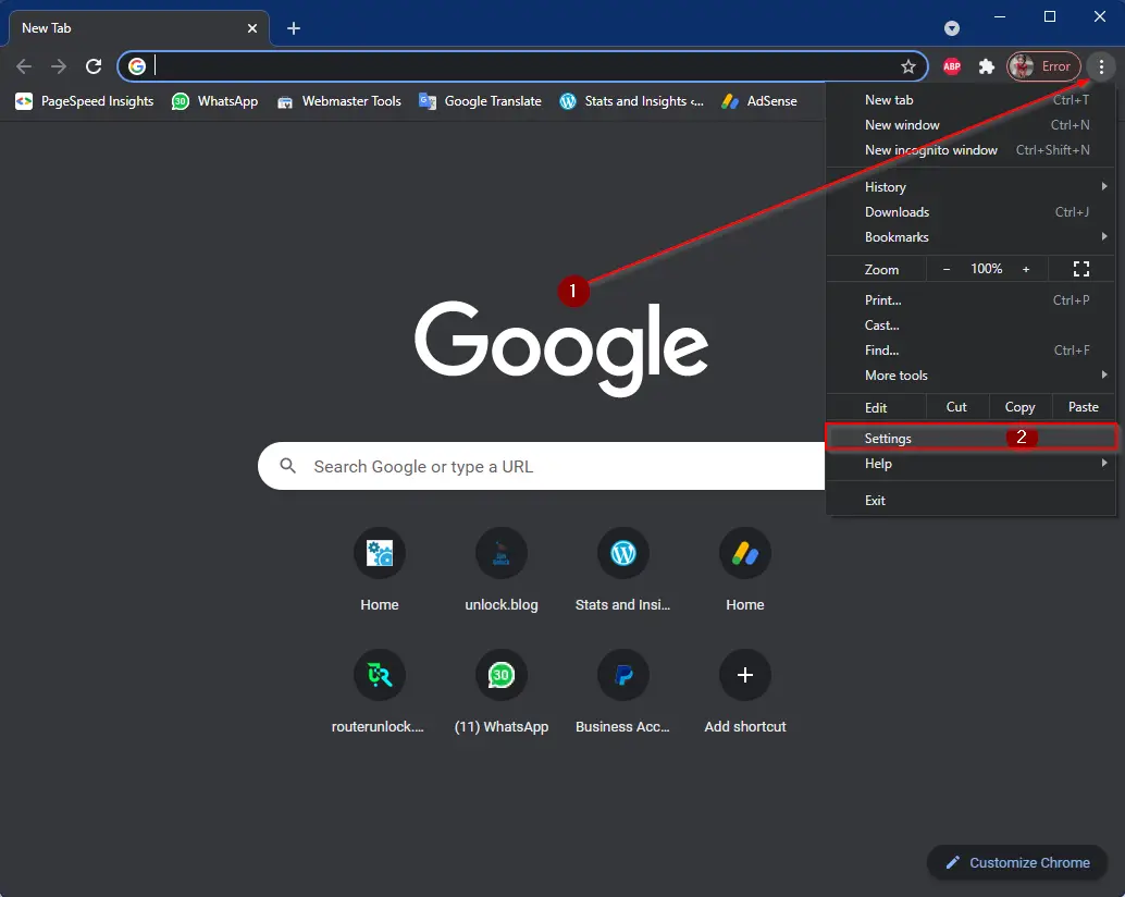 acceleration tab for google chrome