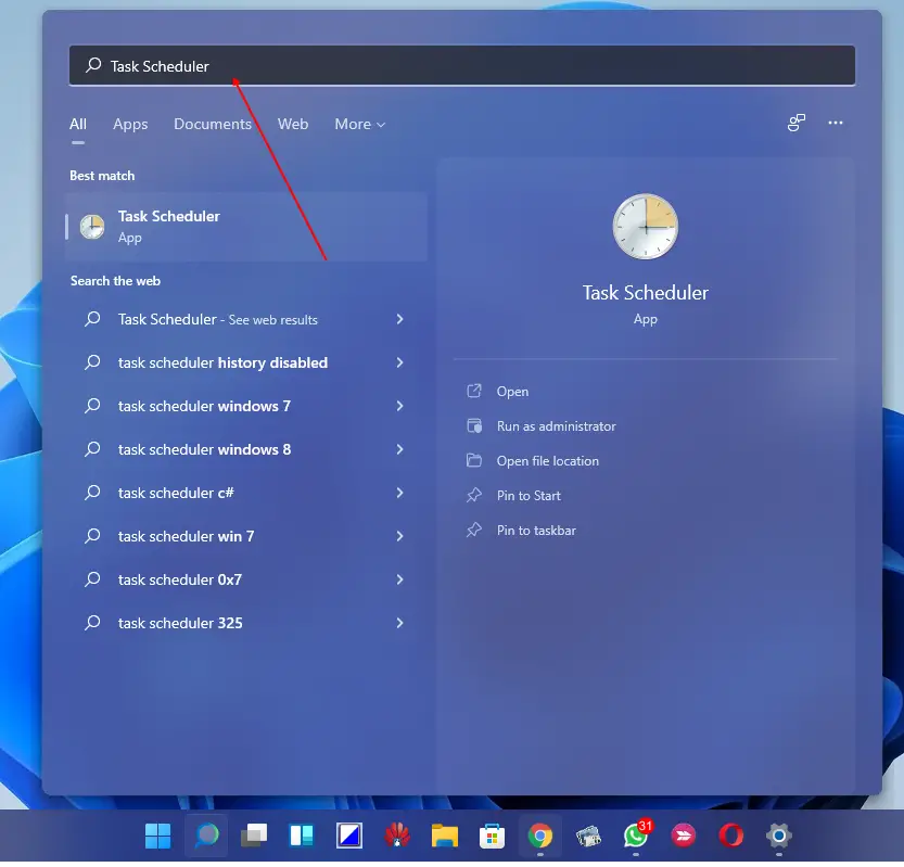 Task window. Task Scheduler Windows 10.