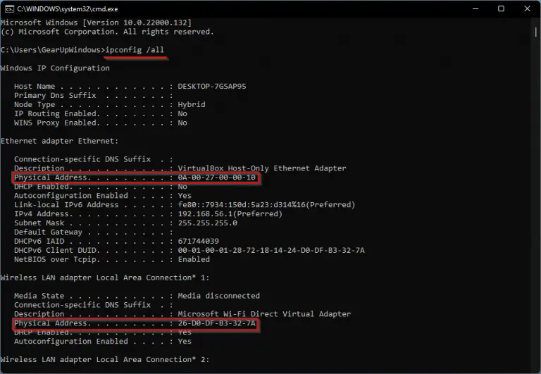 How to Find or View MAC Address on Windows 11 or 10? | Gear Up Windows