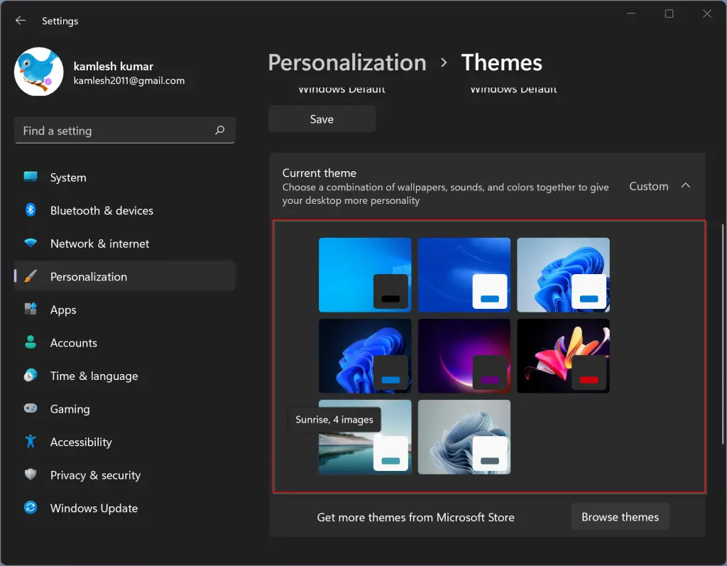 how to change theme in windows 11 pro