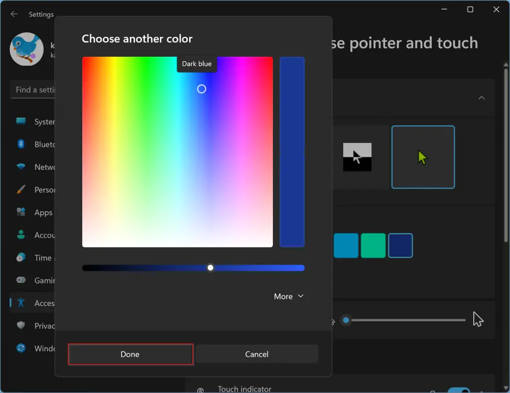 how to change cursor color in photoshop