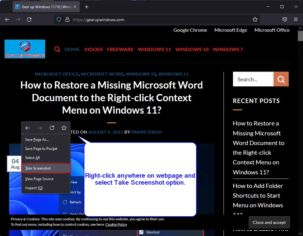 How to Take Screenshots Using Firefox Screenshot Tool on Windows 11/10 ...