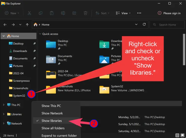 How To Show Or Hide Libraries On Windows 11? | Gear Up Windows