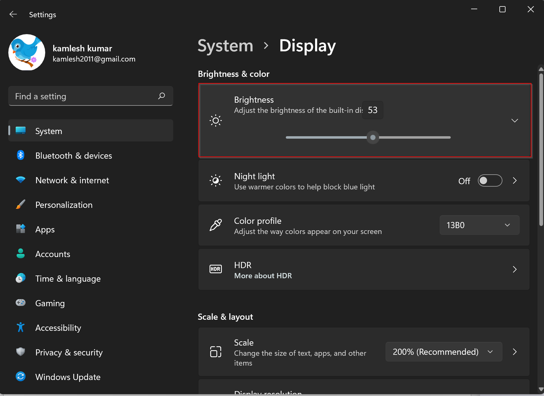 how to change the screen brightness on windows 11