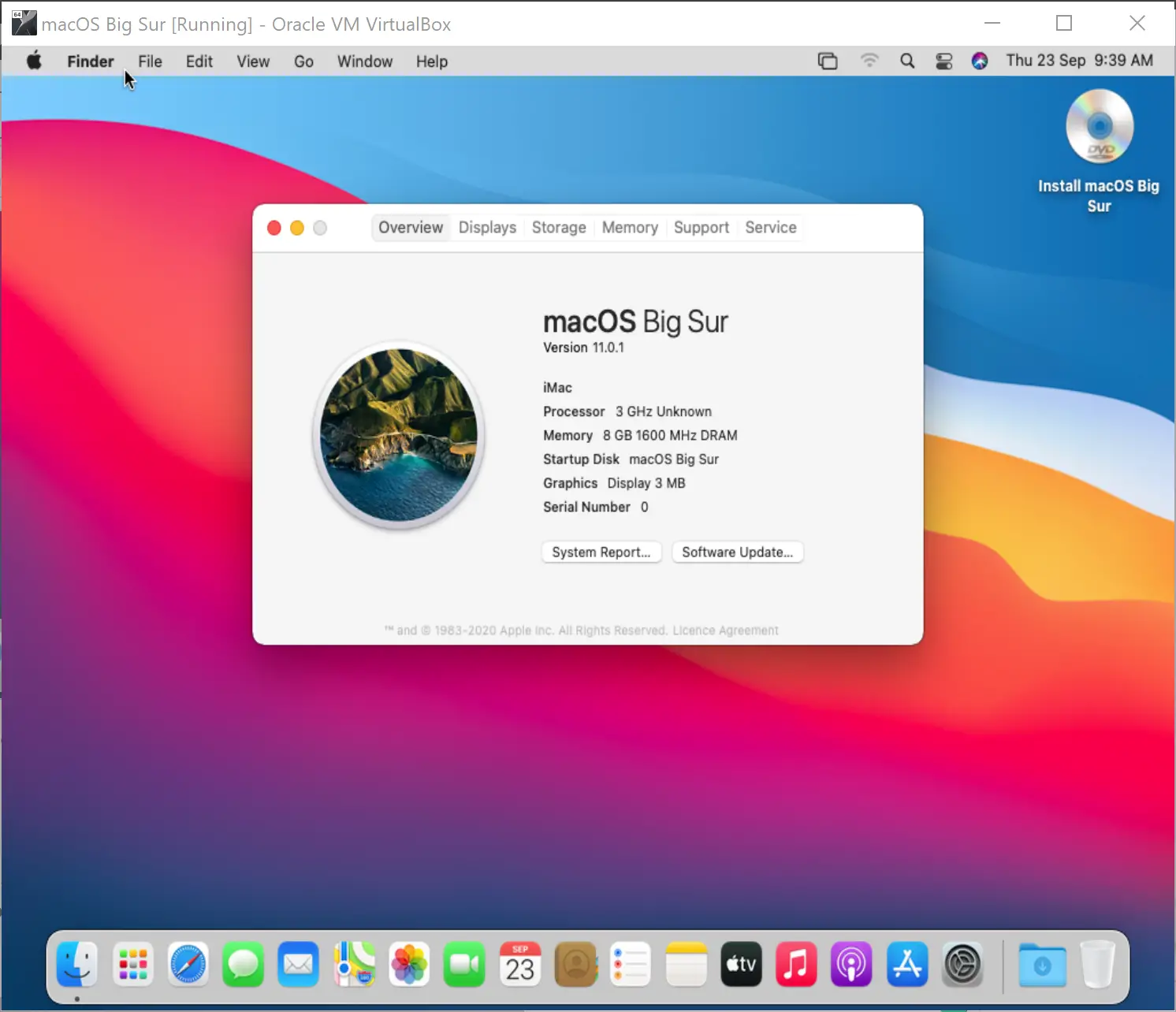 install mac big sur on virtualbox