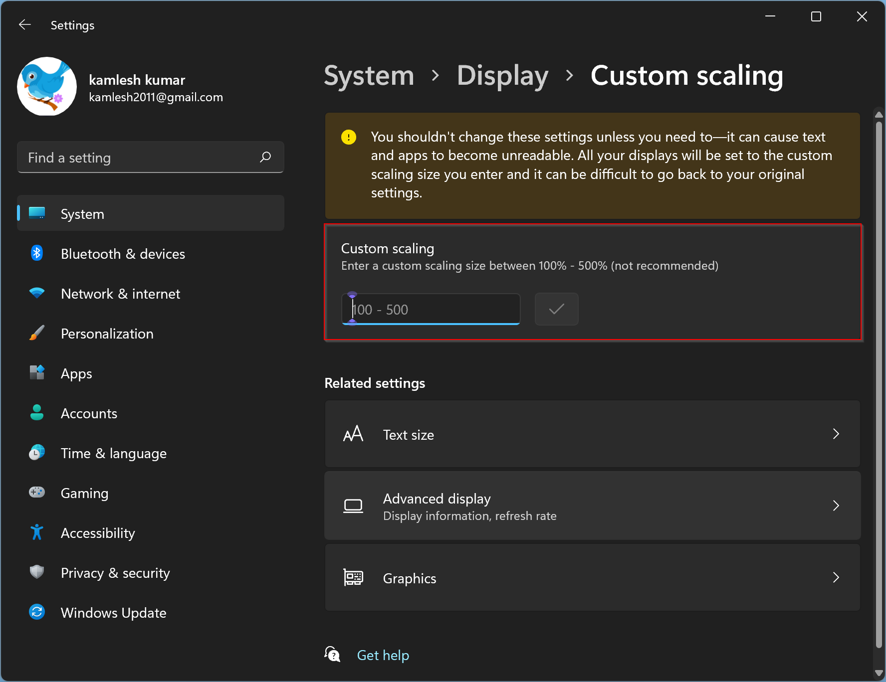 Change display settings