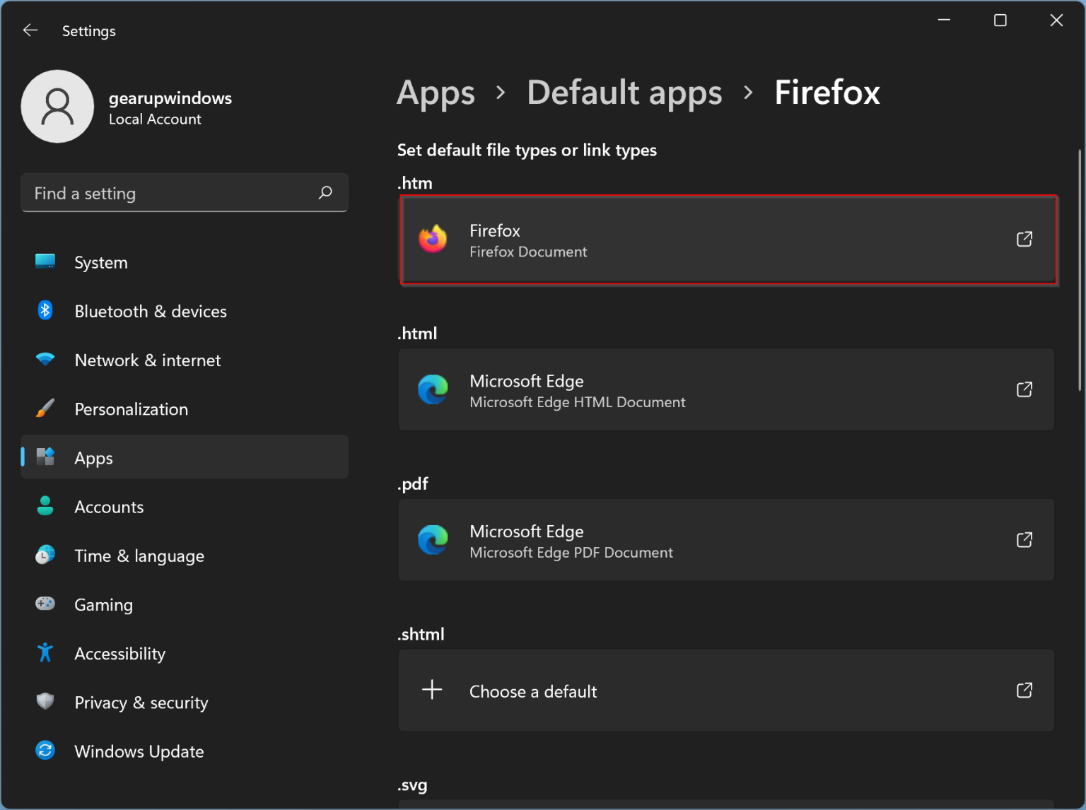 how to set firefox as default browser windows 11