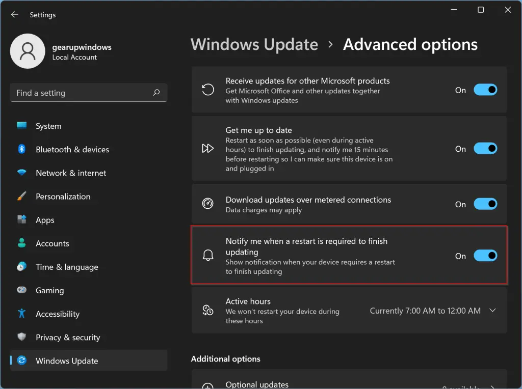 How To Disable Or Enable Update Restart Notification In Windows 11 ...