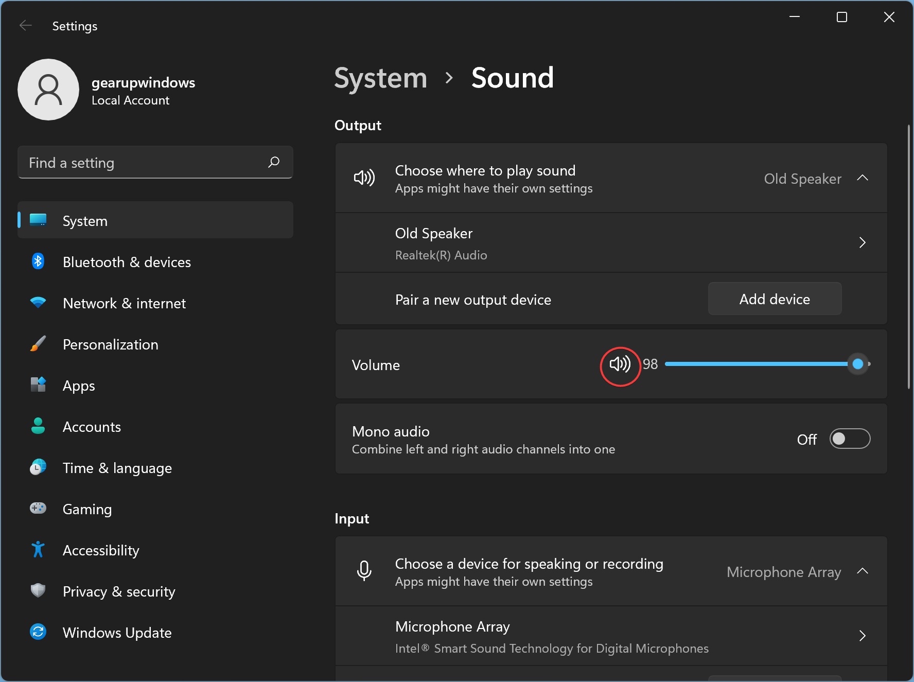 how to mute an app windows 10