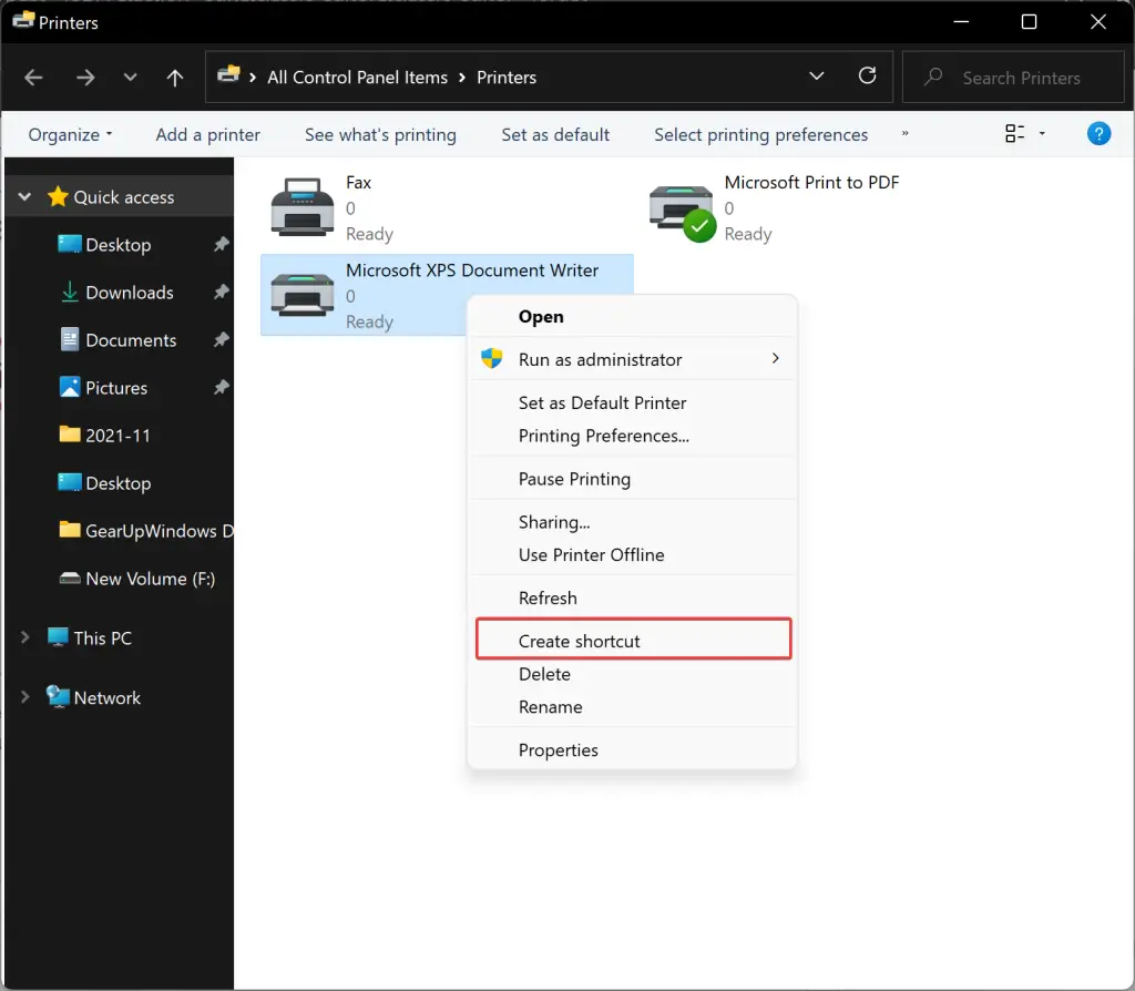How to Add a Printer to ‘Send to’ Desktop context menu on Windows 11/10