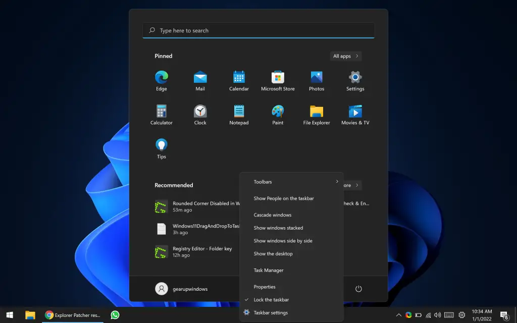 Explorer Patcher: Restores the Windows 11 Taskbar like Windows 10