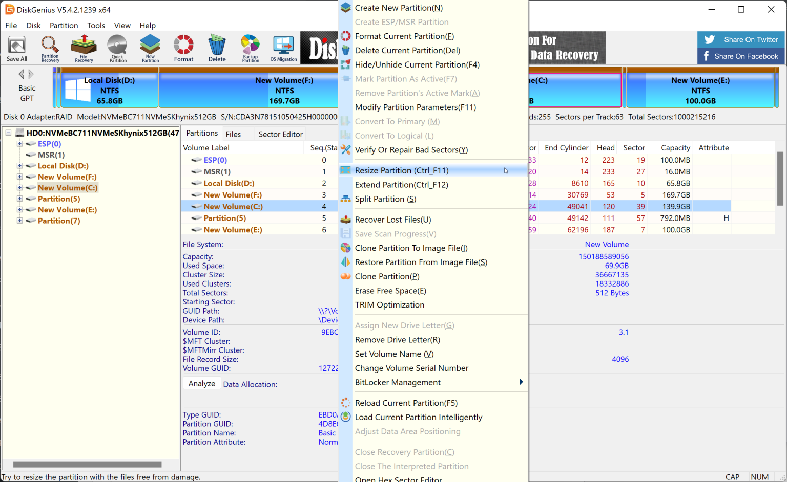 DiskGenius - Format Partition