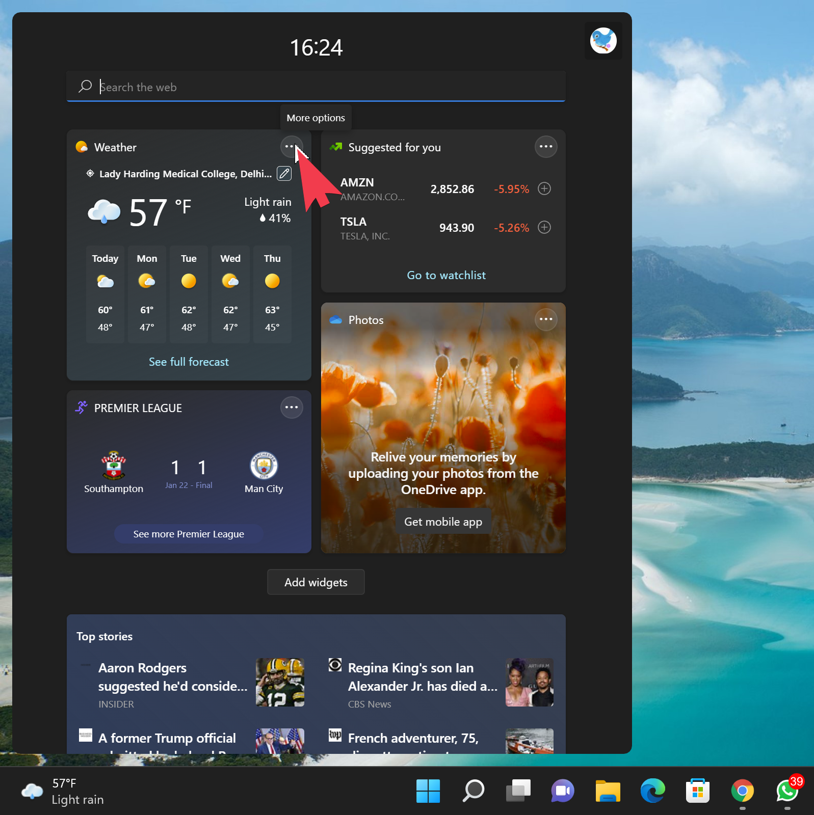 windows 11 taskbar temperature celsius