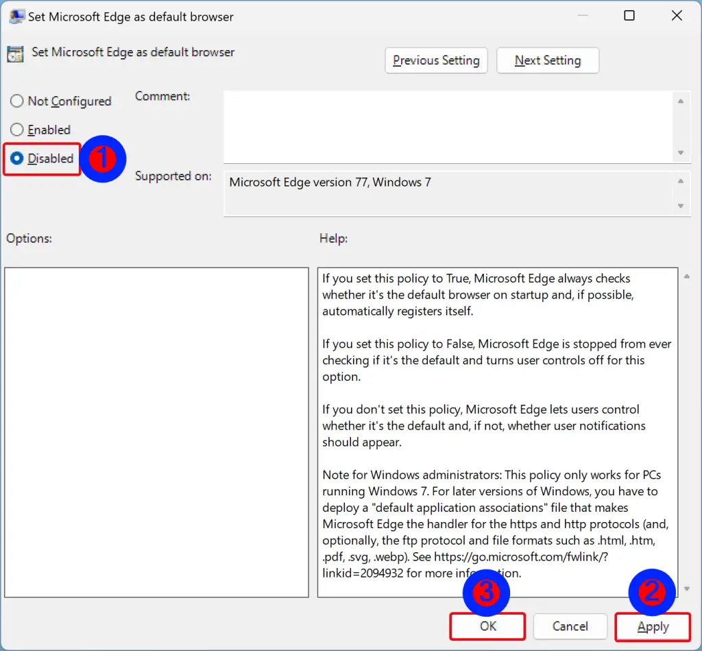 How to stop edge from asking to be default browser in windows 11 or 10