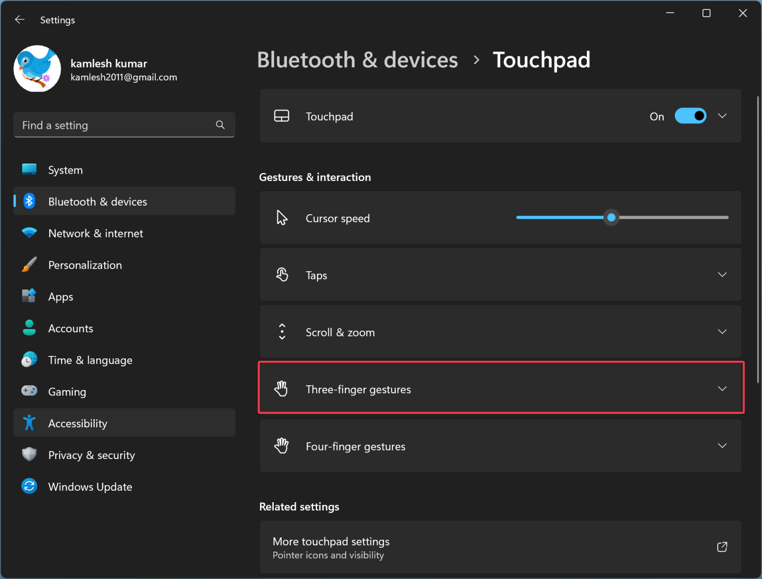 How to Change Touchpad Threefinger Swipe Gestures in Windows 11 or 10