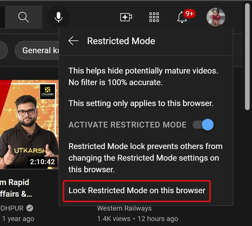 youtube restricted mode safari