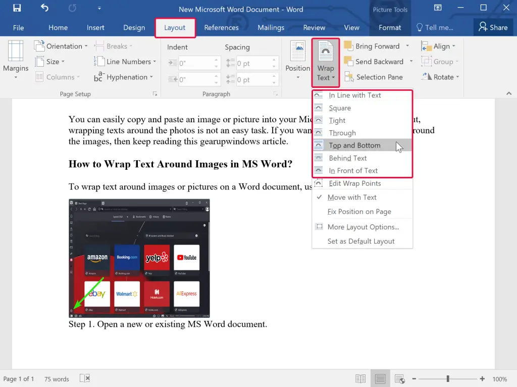 How To Wrap Text Around Images In Ms Word Gear Up Windows 9151