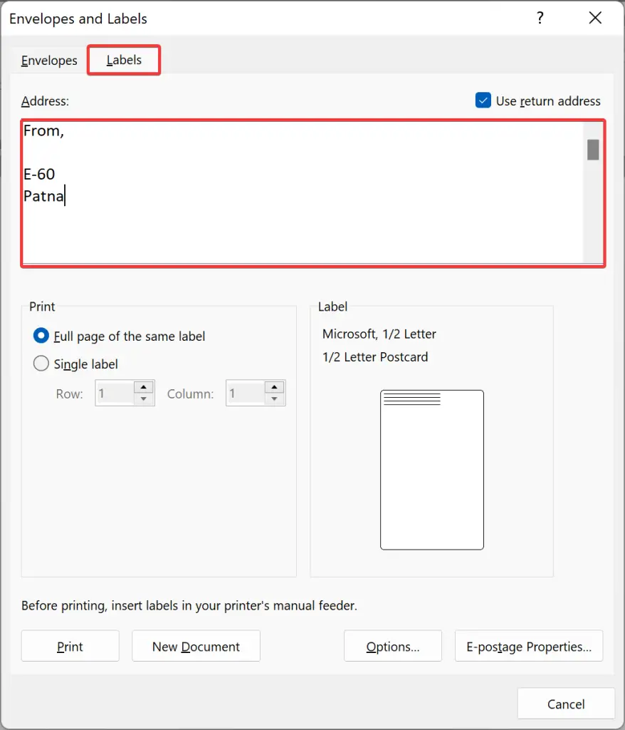 How To Create And Print Labels In Word Document? | Gear Up Windows