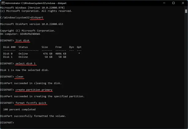 How to Create a Bootable Windows 10 USB Disk using Command Prompt ...