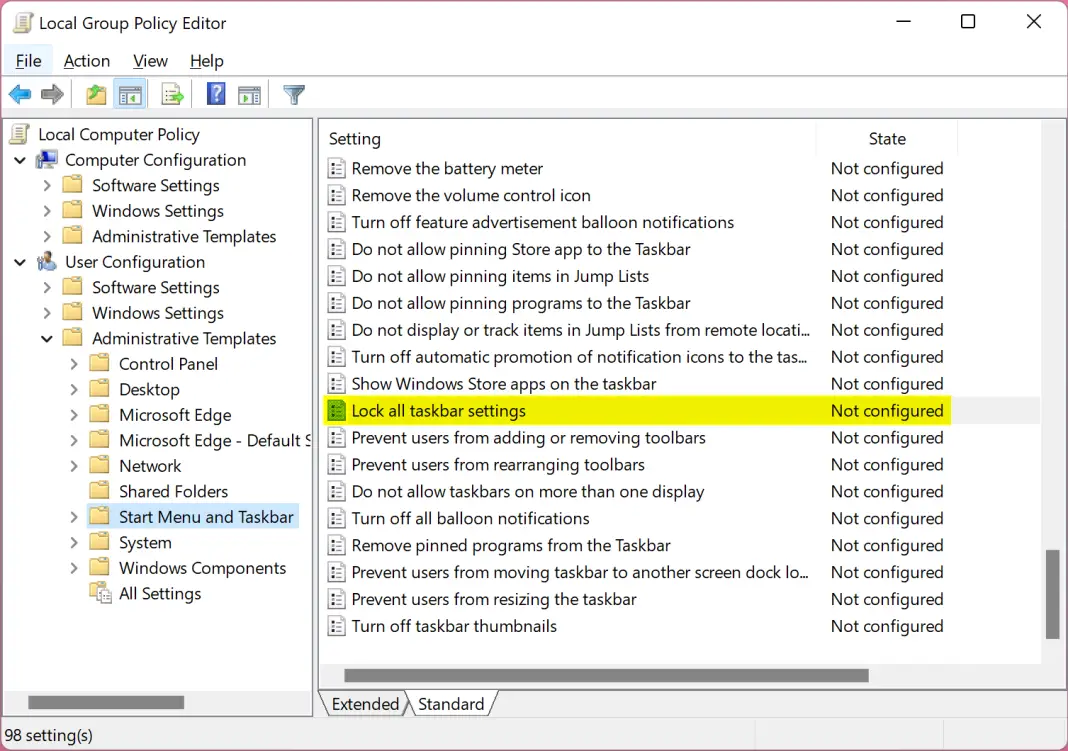 How to Allow or Disallow the Windows 11 Taskbar Settings? | Gear Up Windows