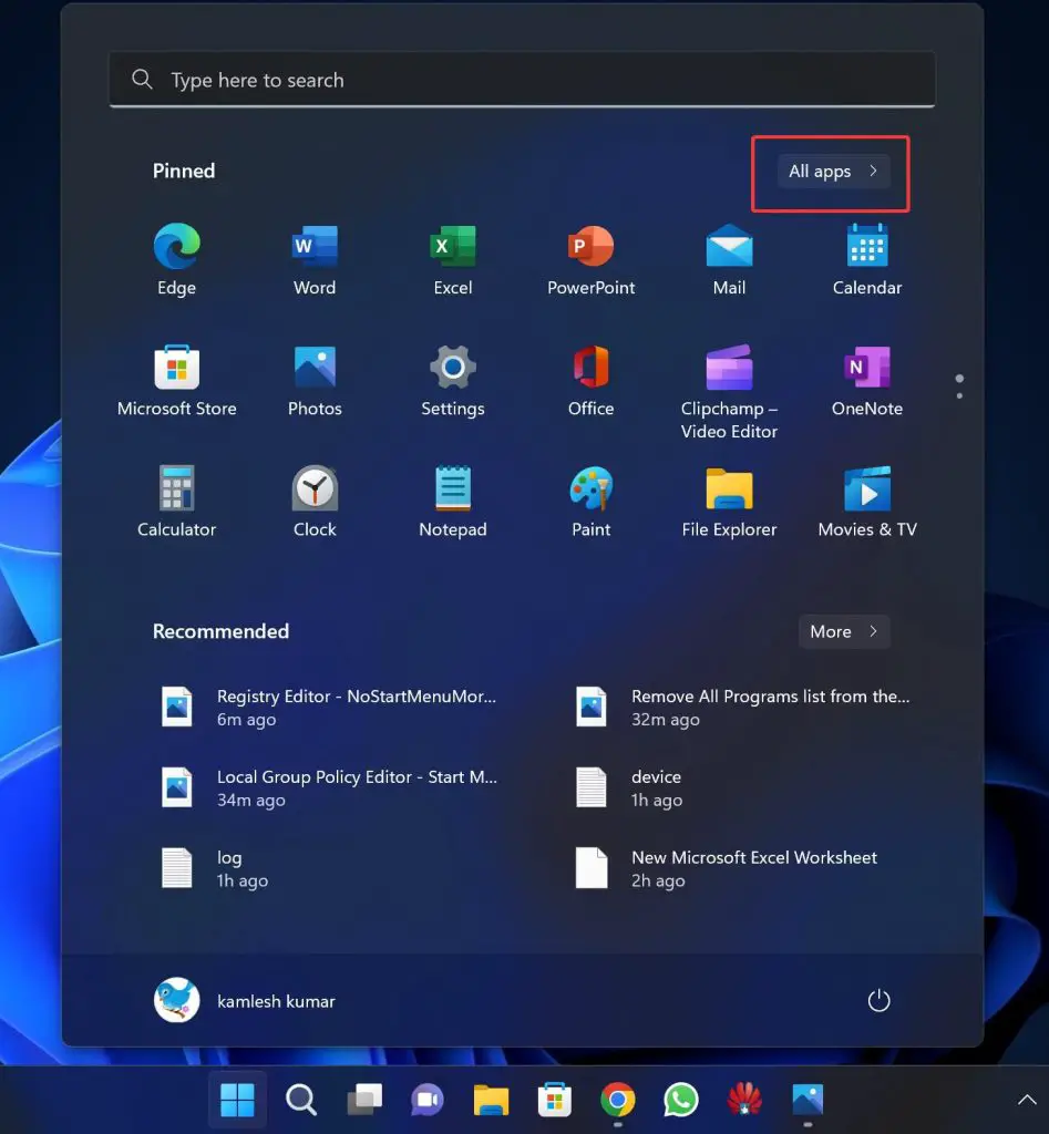 How to Add or Remove All Apps List in Start Menu in Windows 11 or 10 ...