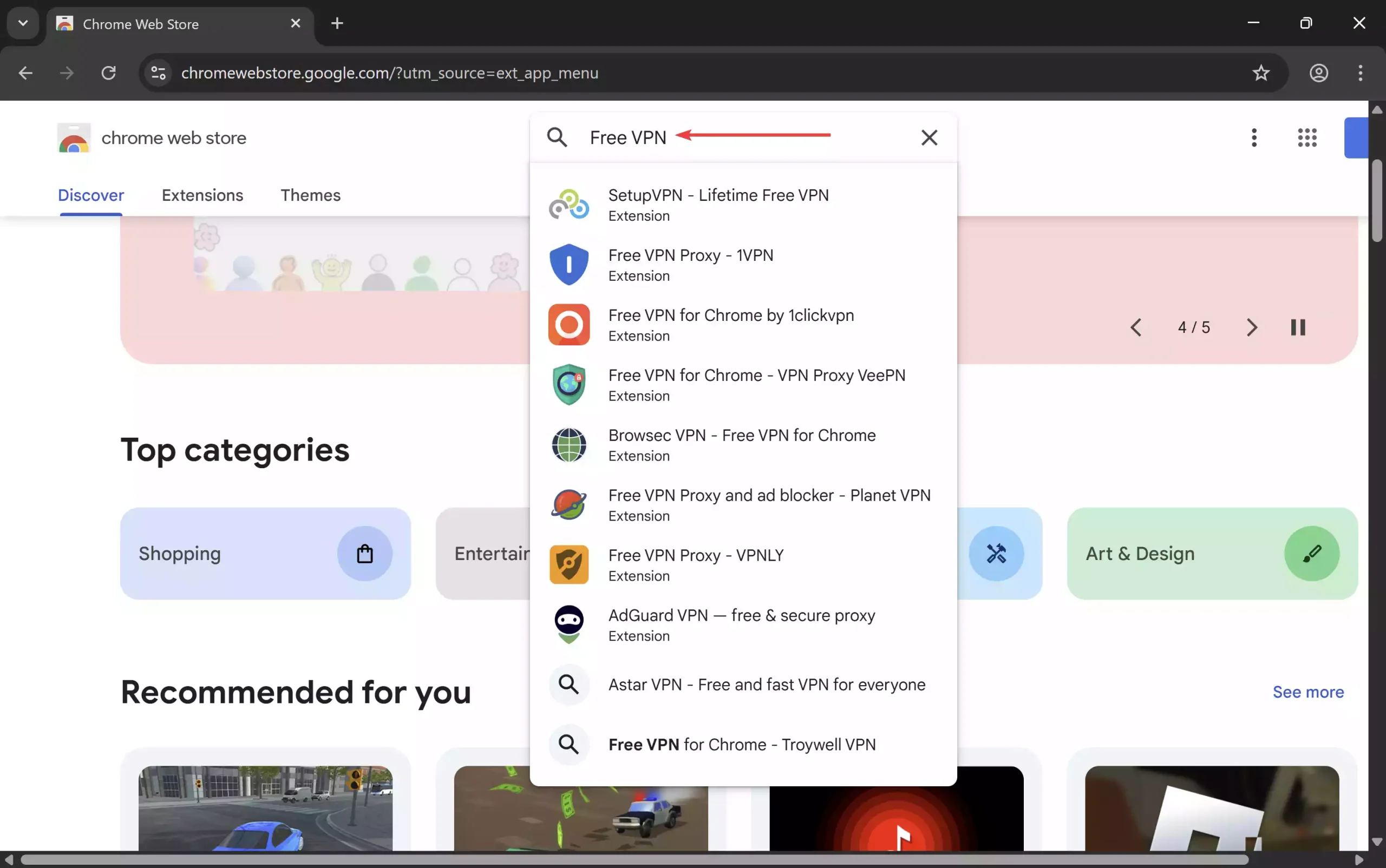 Search Extensions in Google Chrome Store