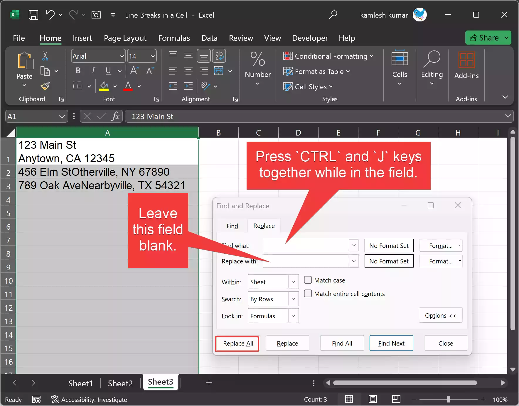 How To Remove Line Break In A Cell In Excel