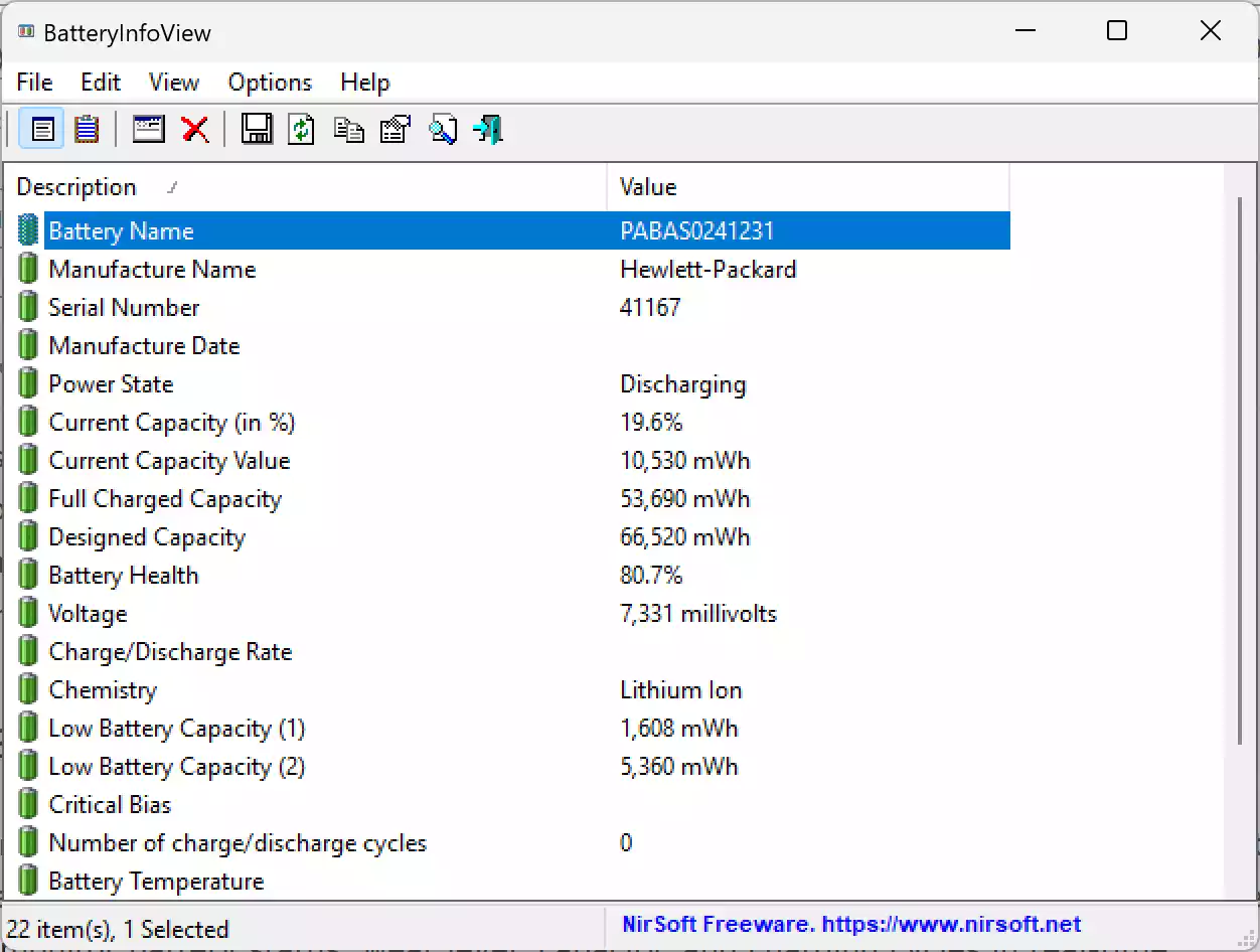 BatteryInfoView Interface