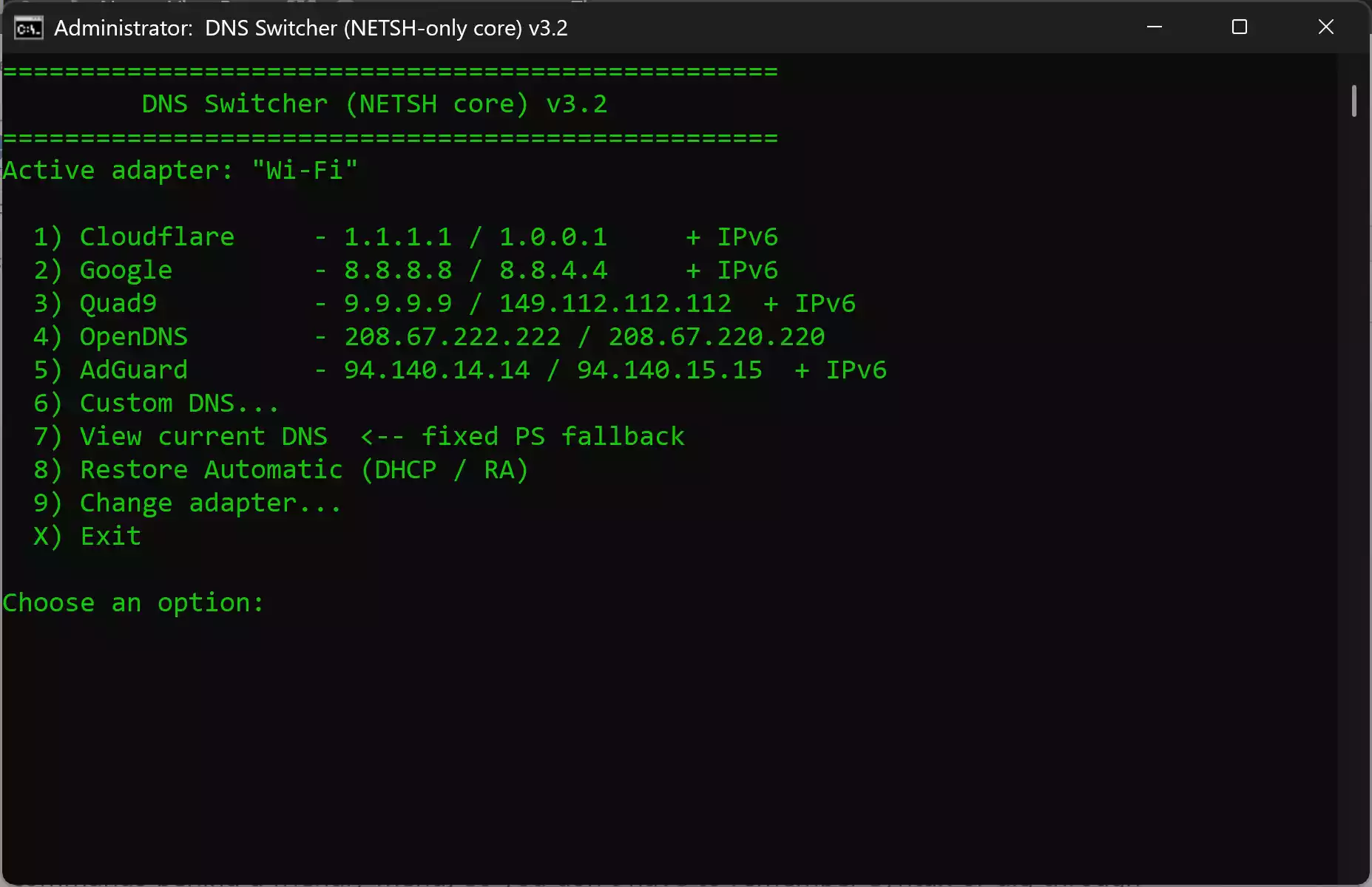 DNS Switcher NETSH