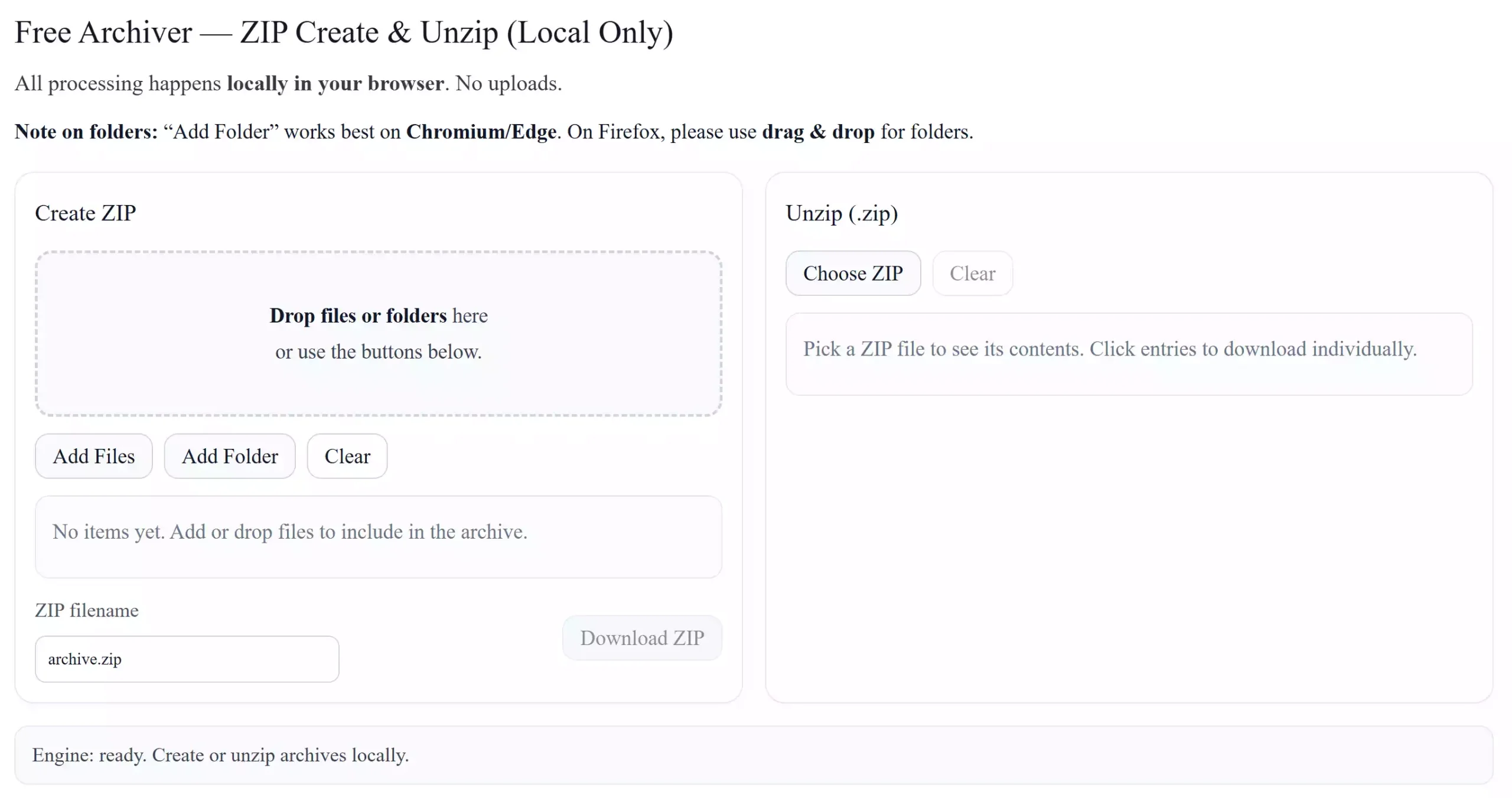 GUW Free Archiver — ZIP Create & Unzip